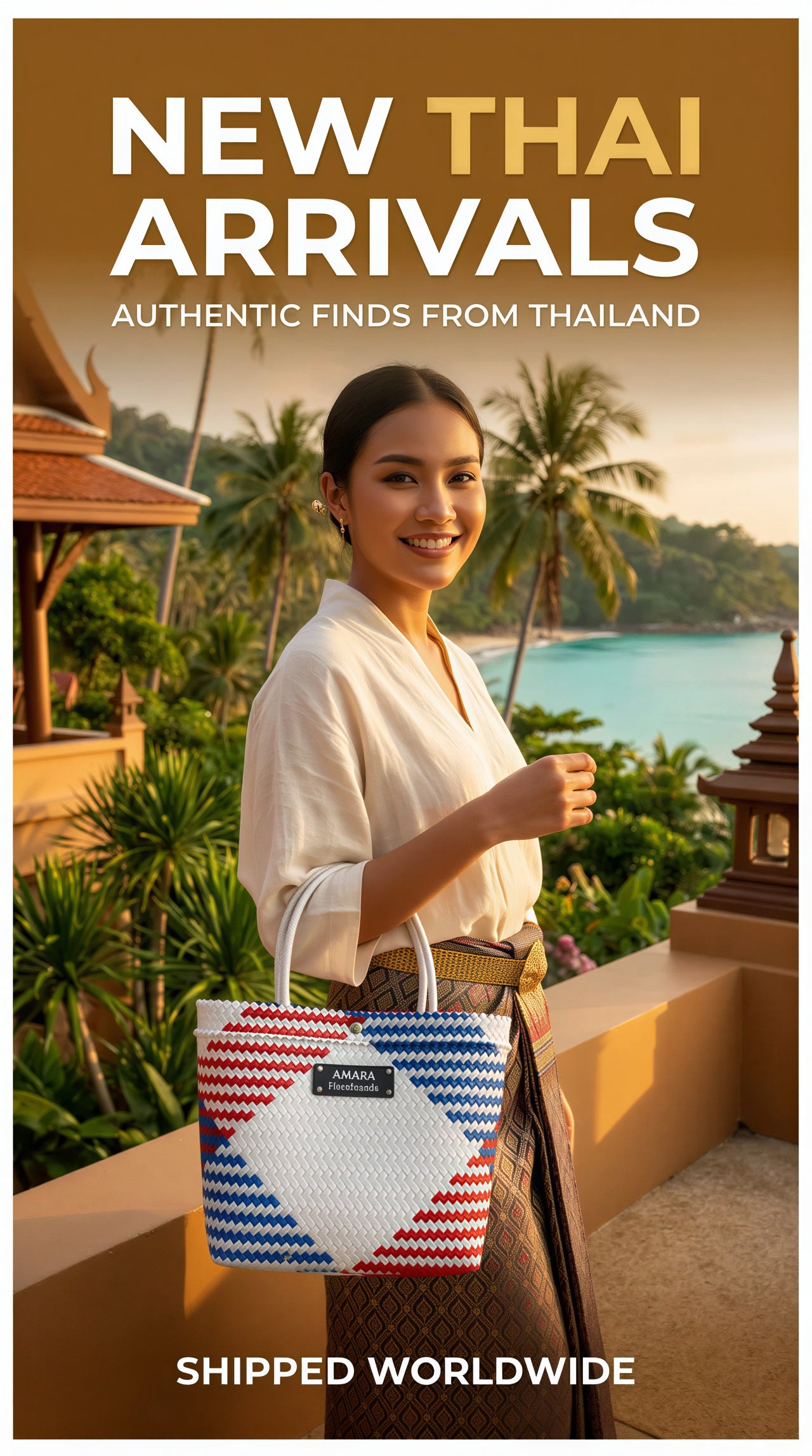 AMARA Handmade Woven Bag Thai Flag Color Edition