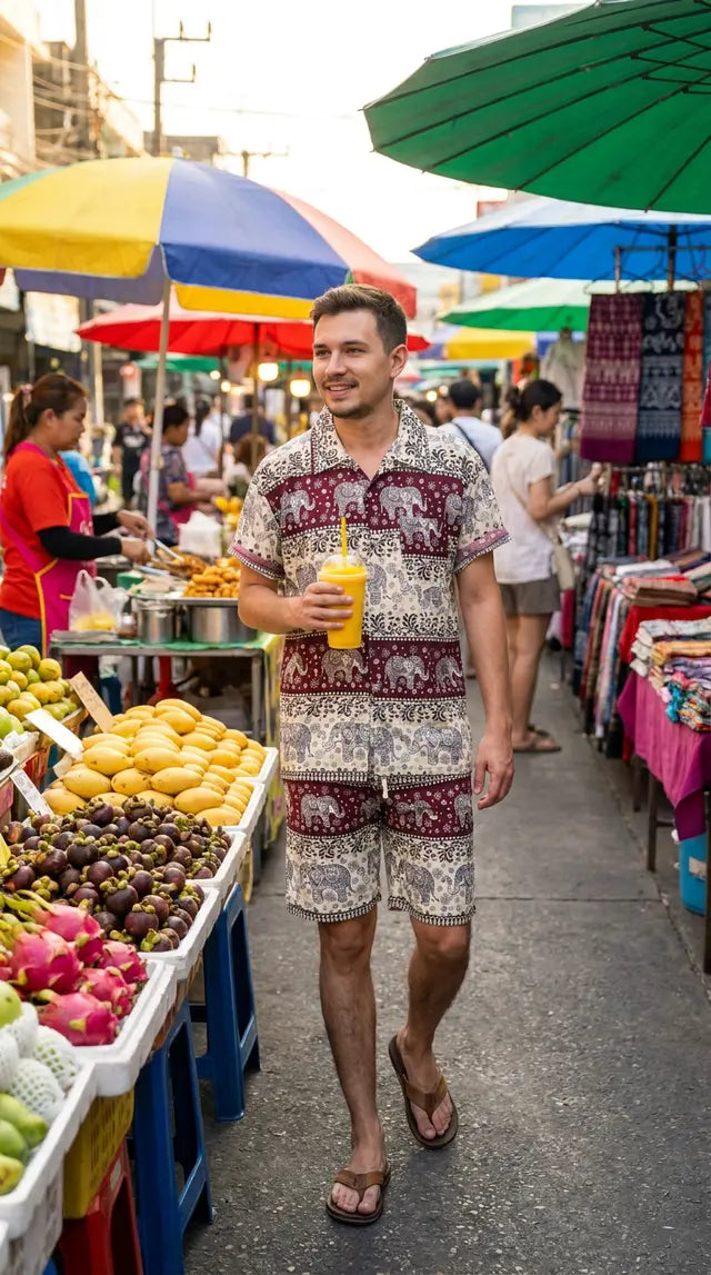 Thai Elephant Hawaiian Set Short Sleeve Shirt & Shorts