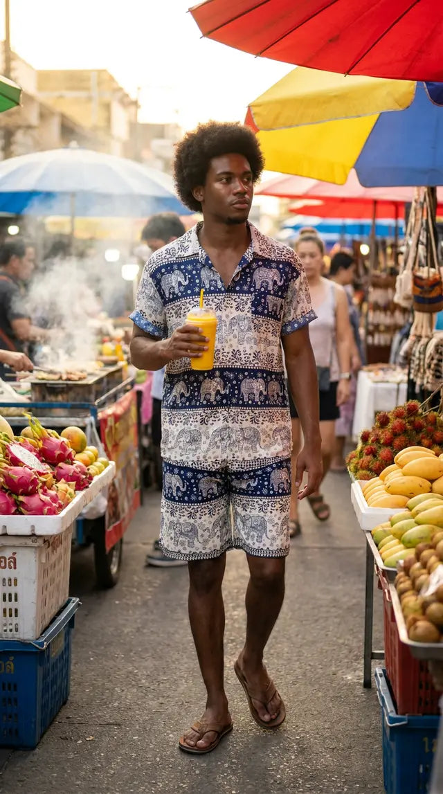 Thai Elephant Hawaiian Set Short Sleeve Shirt & Shorts