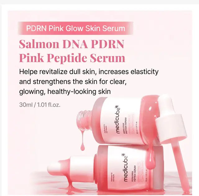 MEDICUBE PDRN Pink Peptide Serum, Korean Peptide Serum for Radiant Glass Skin