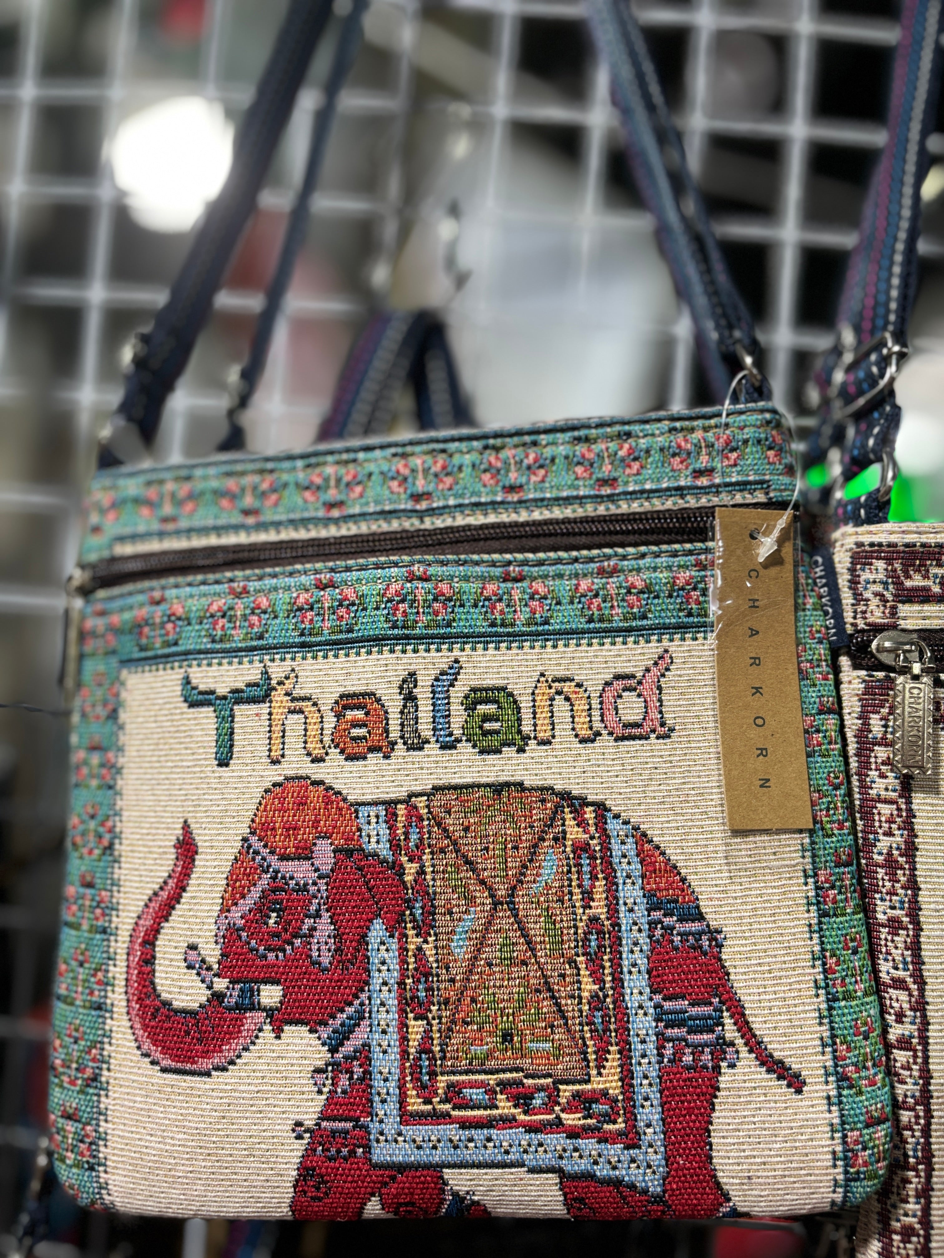 Authentic Thai Embroidered Shoulder Bags Handmade Elephant Design