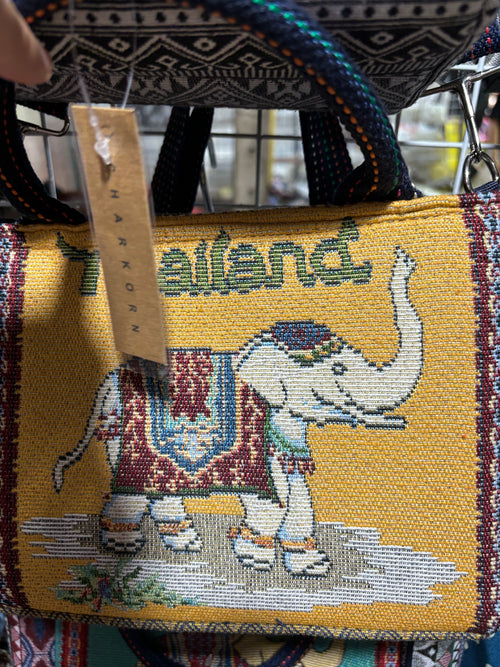 Authentic Thai Embroidered Shoulder Bags Handmade Elephant Design