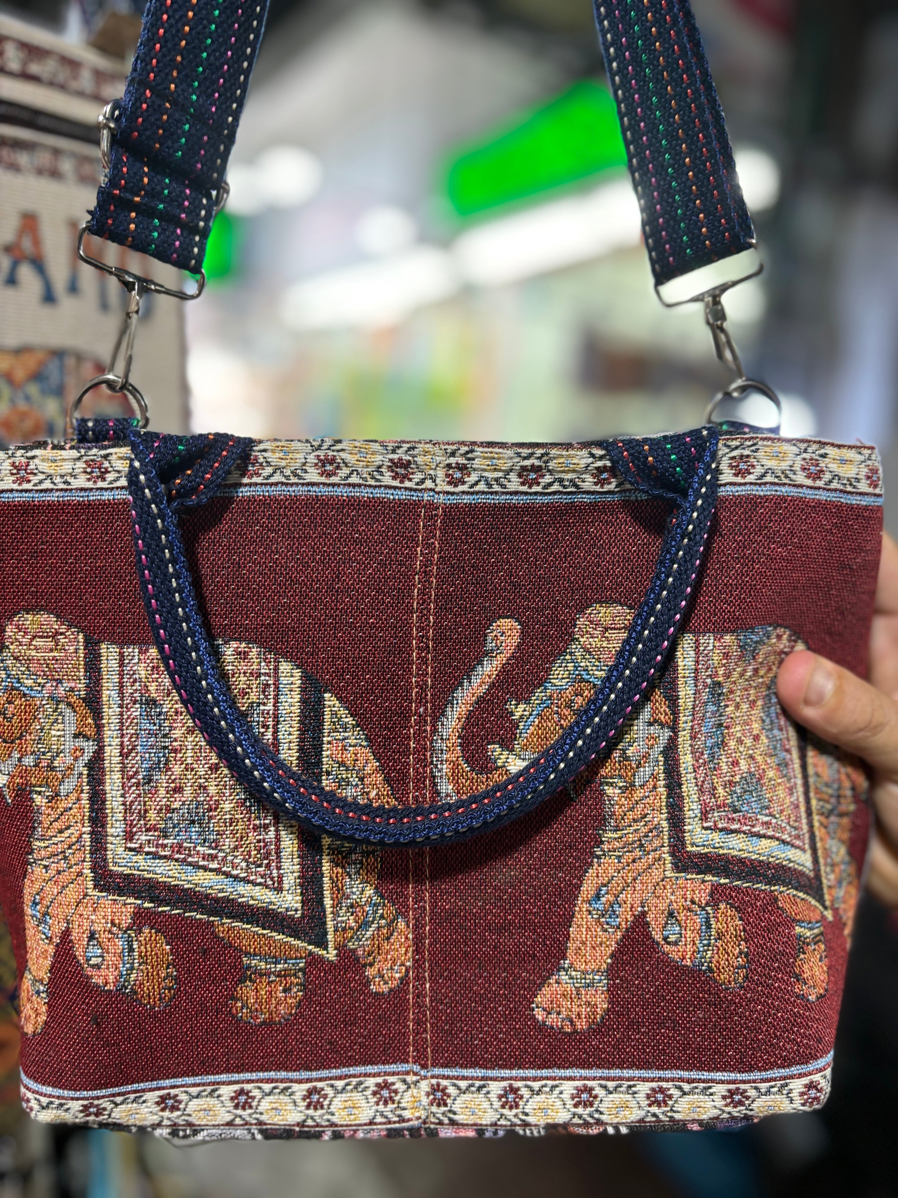 Authentic Thai Embroidered Shoulder Bags Handmade Elephant Design