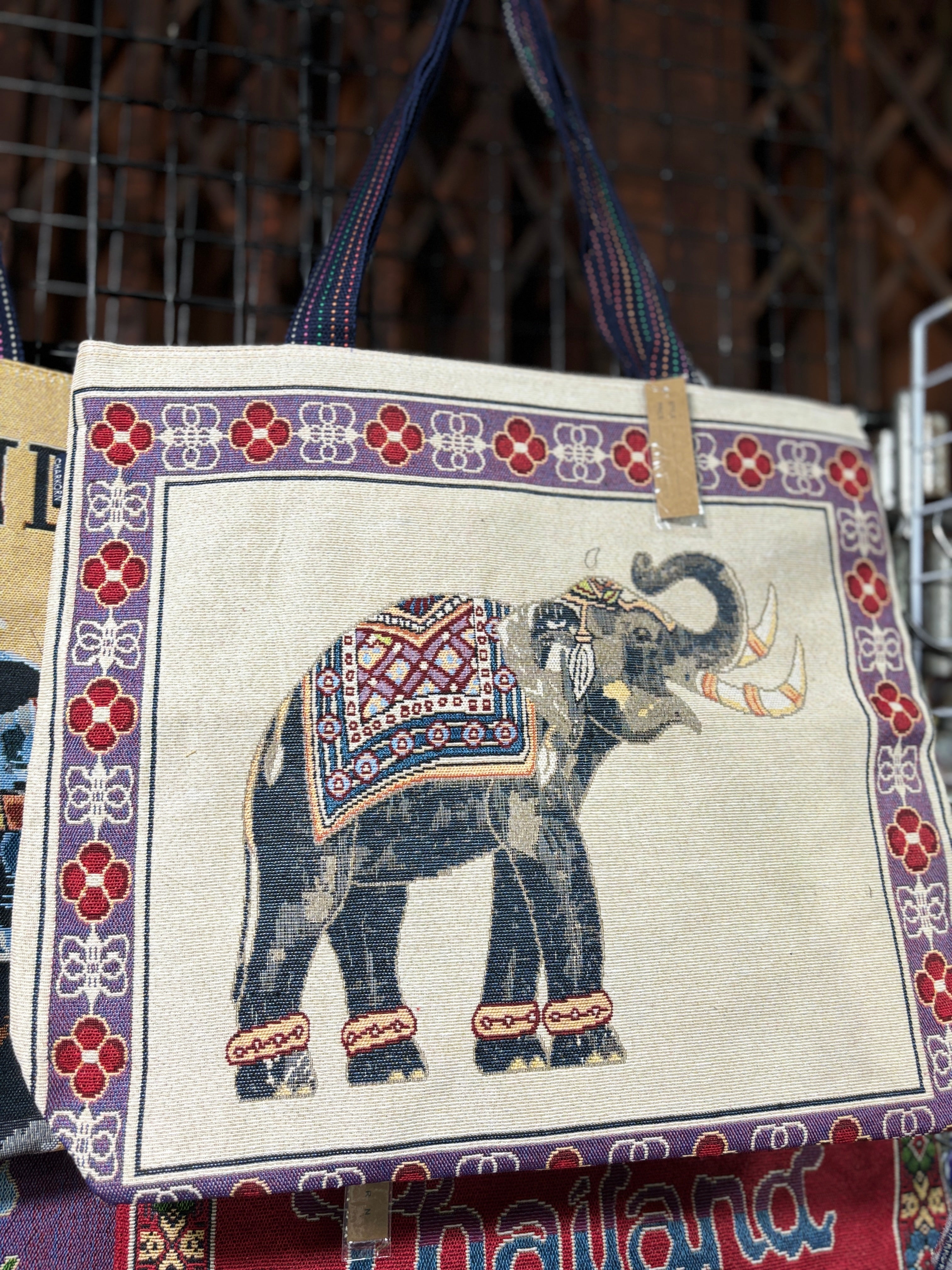 Authentic Thai Embroidered Shoulder Bags Handmade Elephant Design