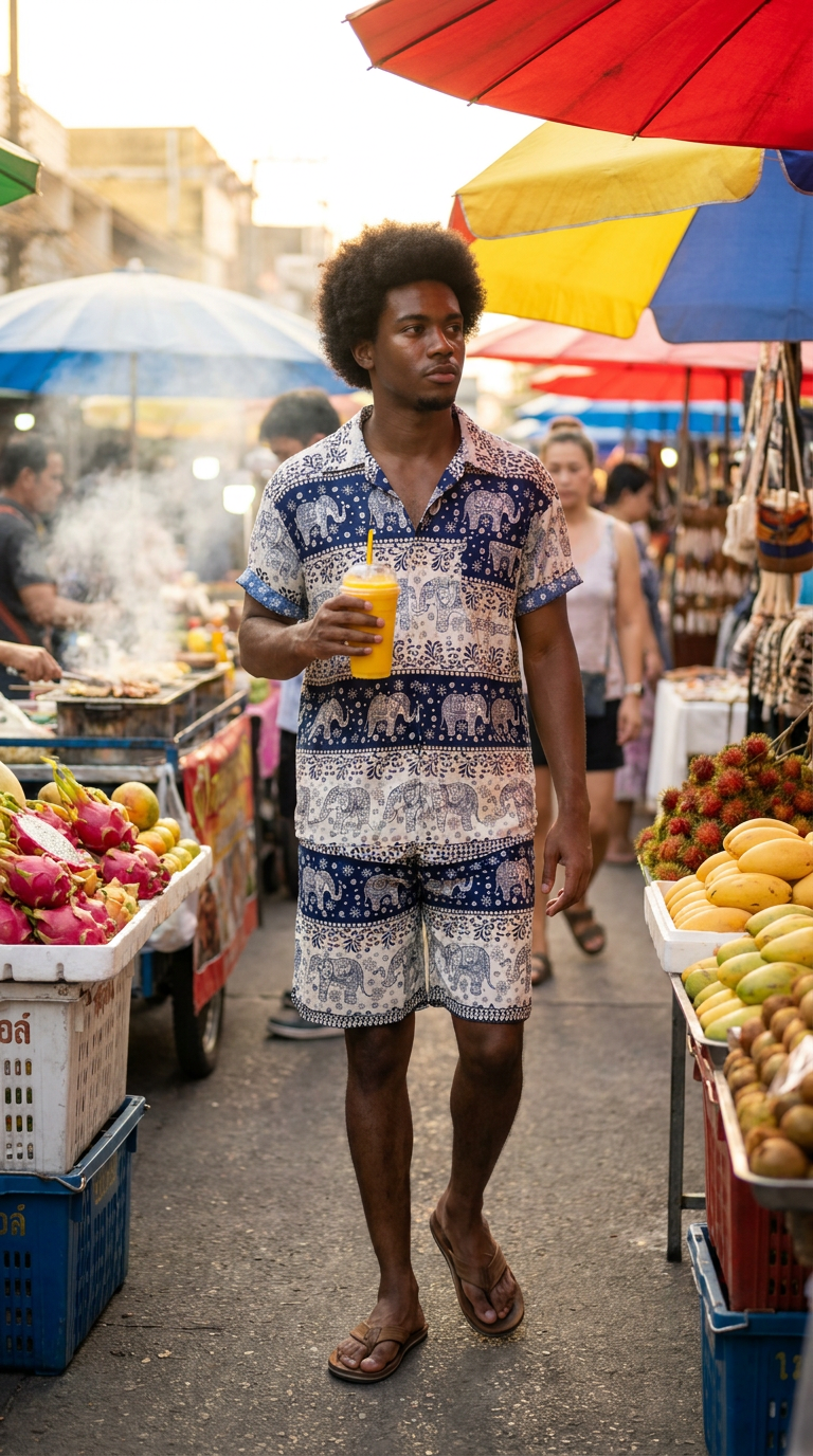 Thai Elephant Hawaiian Set Short Sleeve Shirt & Shorts