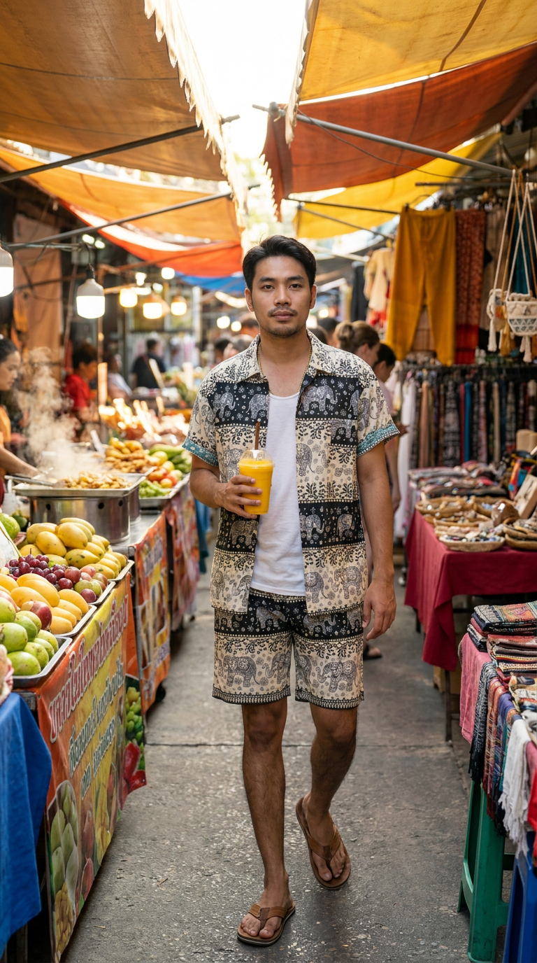 Thai Elephant Hawaiian Set Short Sleeve Shirt & Shorts