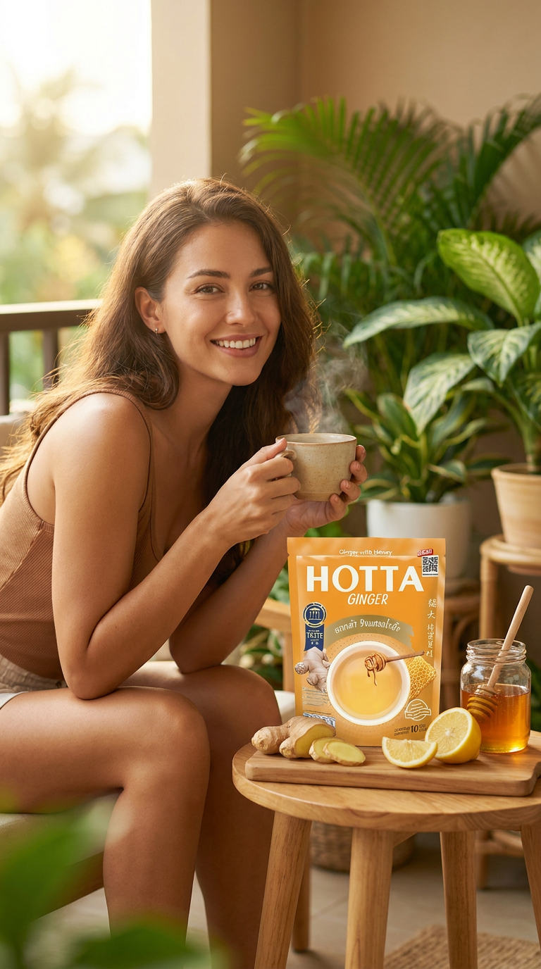 HOTTA Ginger Tea Sachets  Choose Flavor (Thai Herbal Drink)