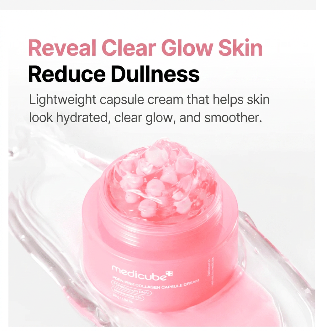 MEDICUBE PDRN Pink Collagen Capsule Cream, Korean Capsule Cream for Radiant Glass Skin