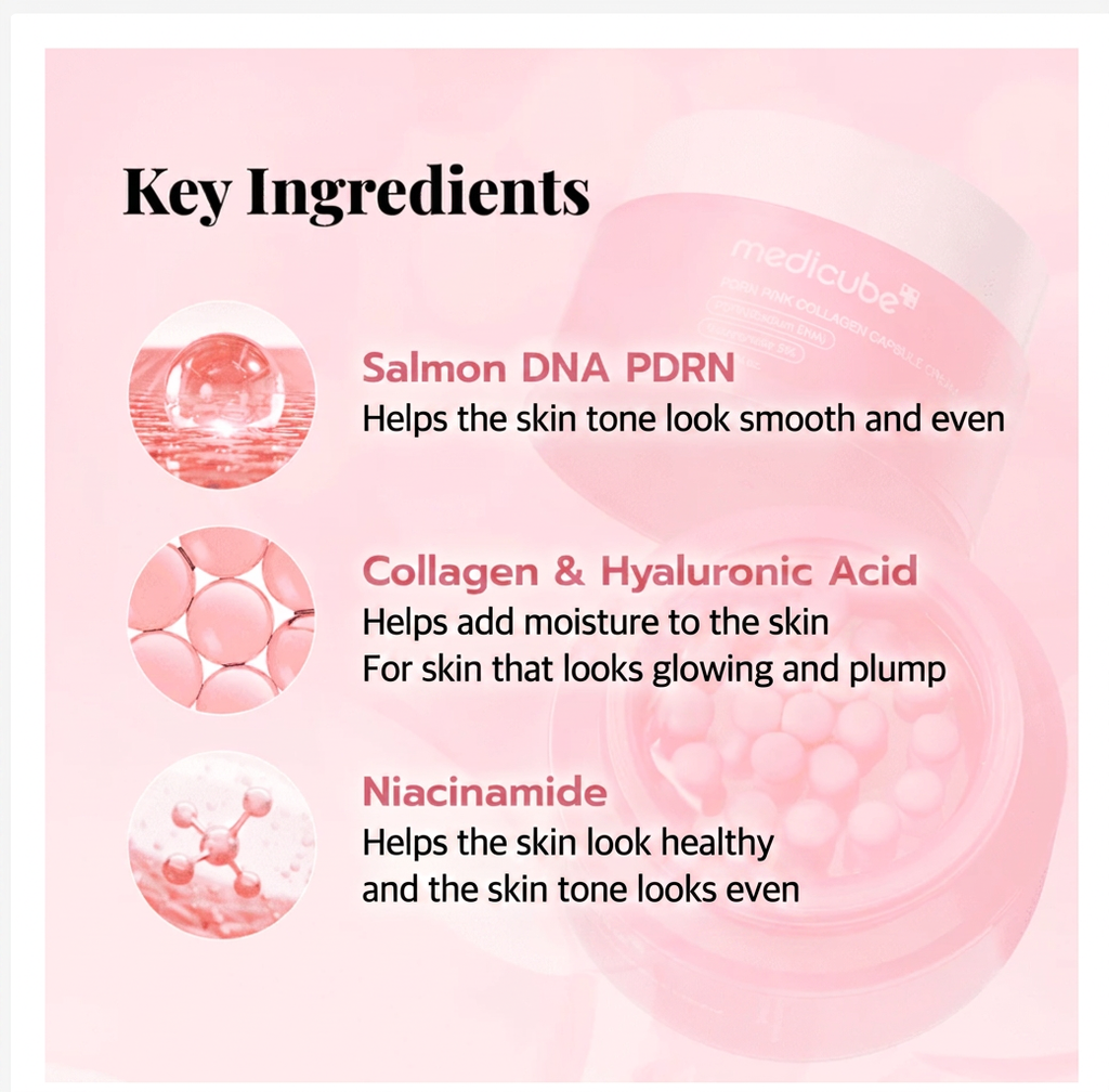 MEDICUBE PDRN Pink Collagen Capsule Cream, Korean Capsule Cream for Radiant Glass Skin