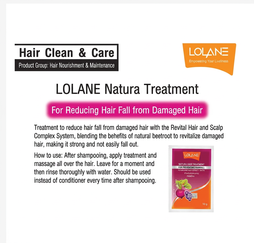 Lolane Natura Hair Treatment Sachets 10 Pack Professional Repair Nourish Thailand