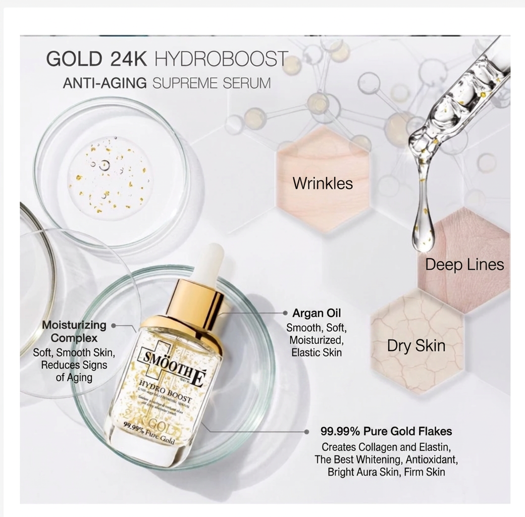 Smooth E 24K Gold Serum Hydro Boost Mini Hydrating Glow Skin