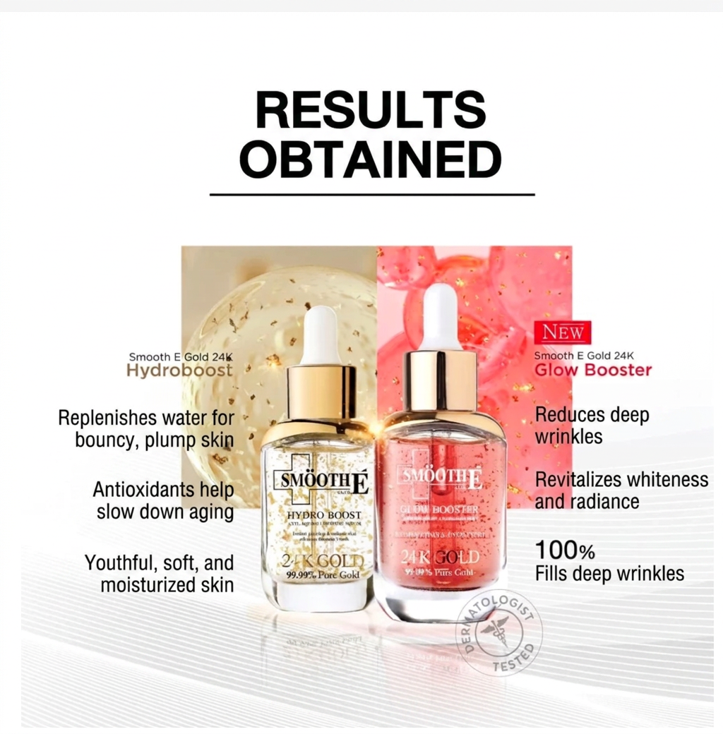 Smooth E Double Gold & Glow Serum Set 24K Luxury Hydration & Firming