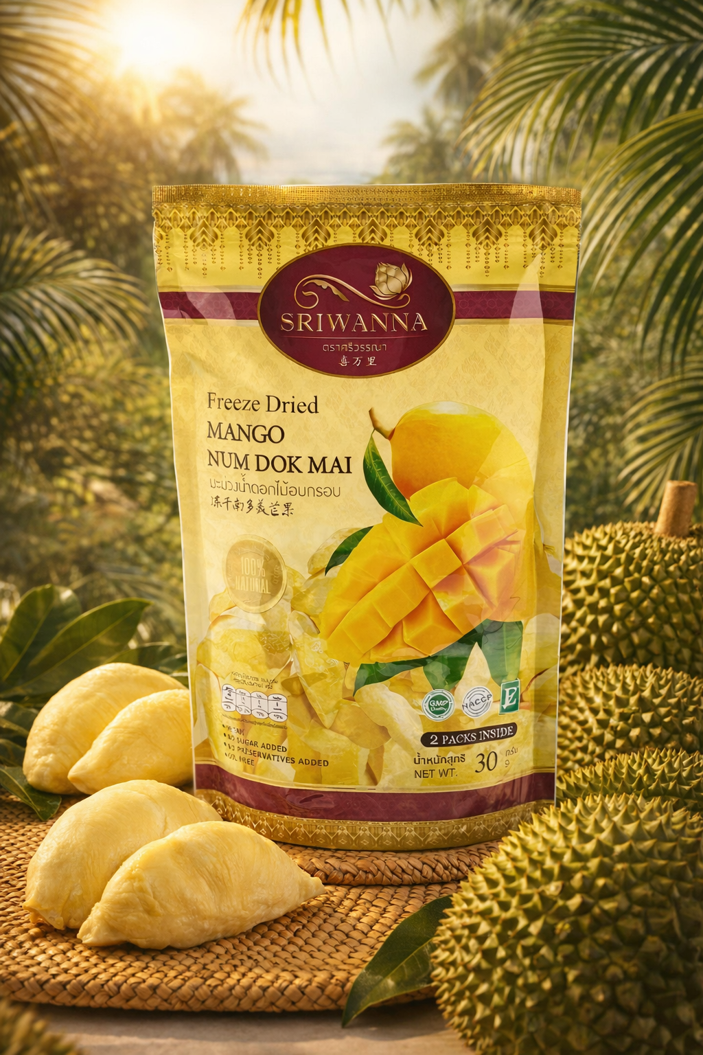 Exotic Thai Snack Gift Set Coconut Chips & Crispy Durian Bundle