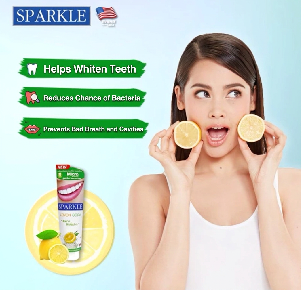 Whitening Toothpaste Lemon Soda Flavor Set 2 Pack Fresh & Gentle Care