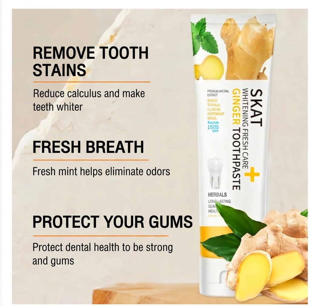 Natural Whitening Toothpaste Set Herbal Ginger Charcoal 2 Pack