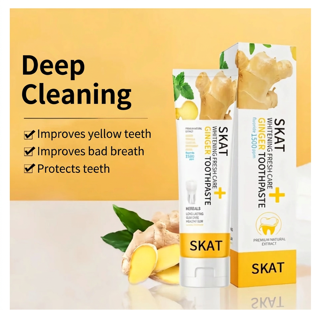 Natural Whitening Toothpaste Set Herbal Ginger Charcoal 2 Pack