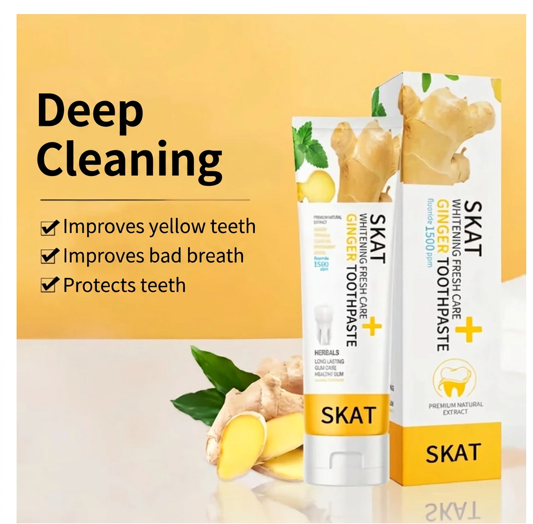 Natural Whitening Toothpaste Set Herbal Ginger Charcoal 2 Pack