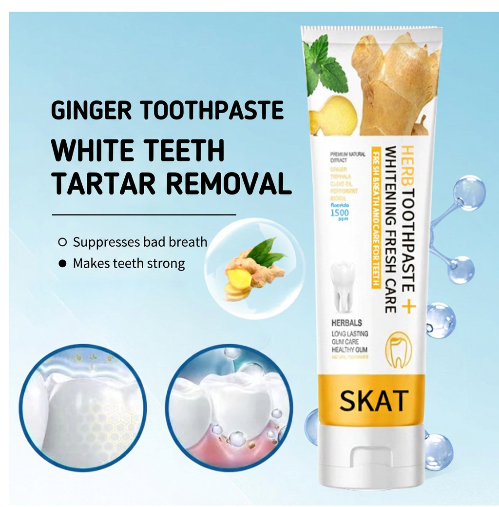 Natural Whitening Toothpaste Set Herbal Ginger Charcoal 2 Pack
