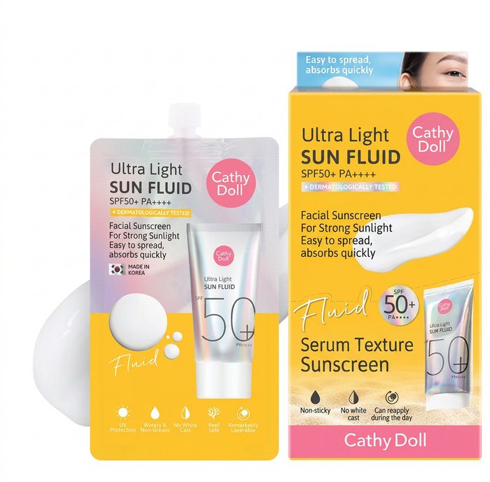 Cathy Doll Ultra Light Sun Fluid SPF50+ PA++++ – Box of 6 Sachets 7ml
