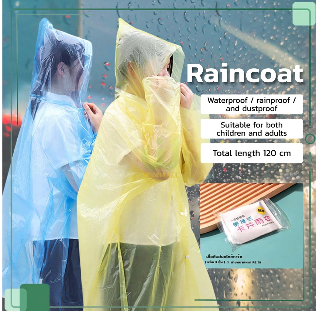 Disposable Rain Poncho Set 10 Pack Transparent