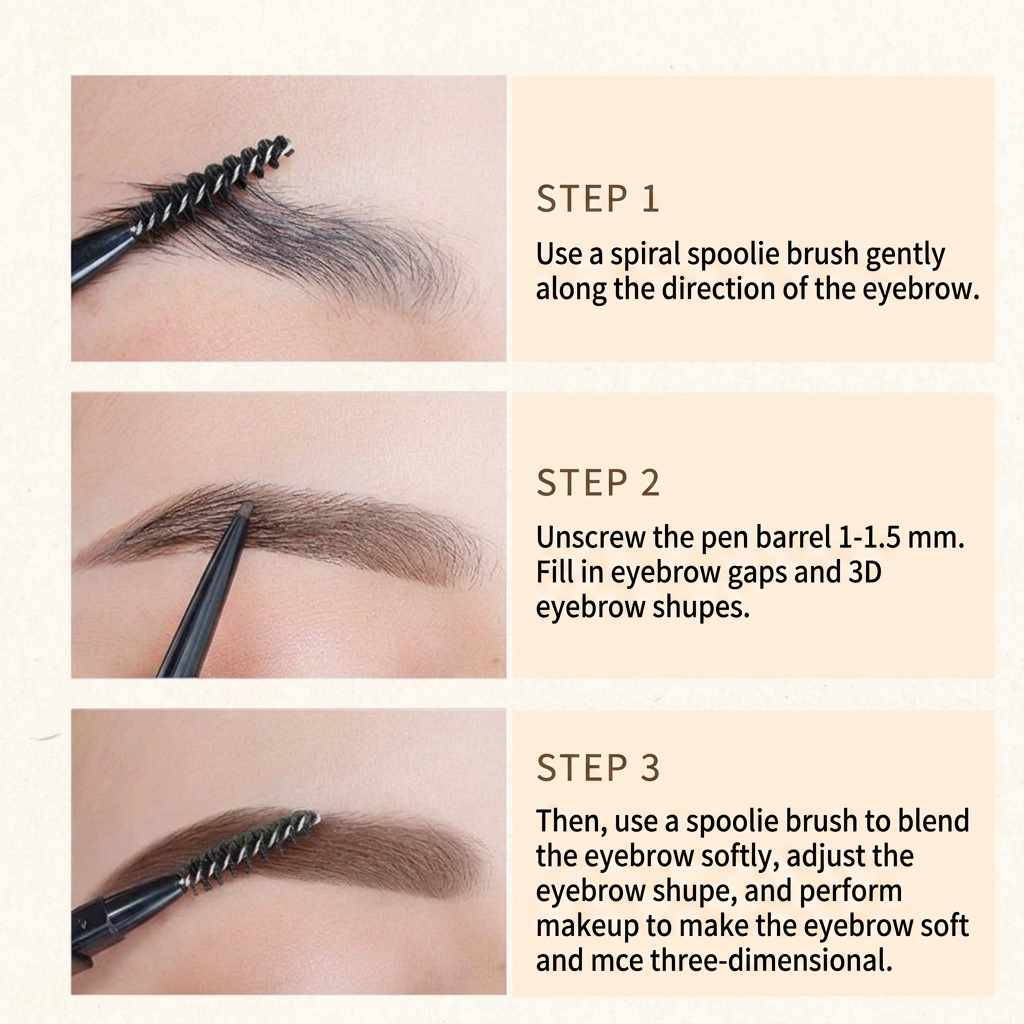 YTL Waterproof Eyebrow Pencil, 2-in-1 Rotating Brow Pencil with Brush