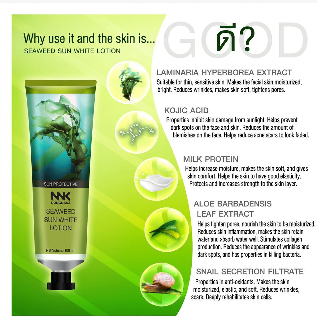 NNK Nongnaka Seaweed Sun White Body Lotion SPF50+++ – 100ml