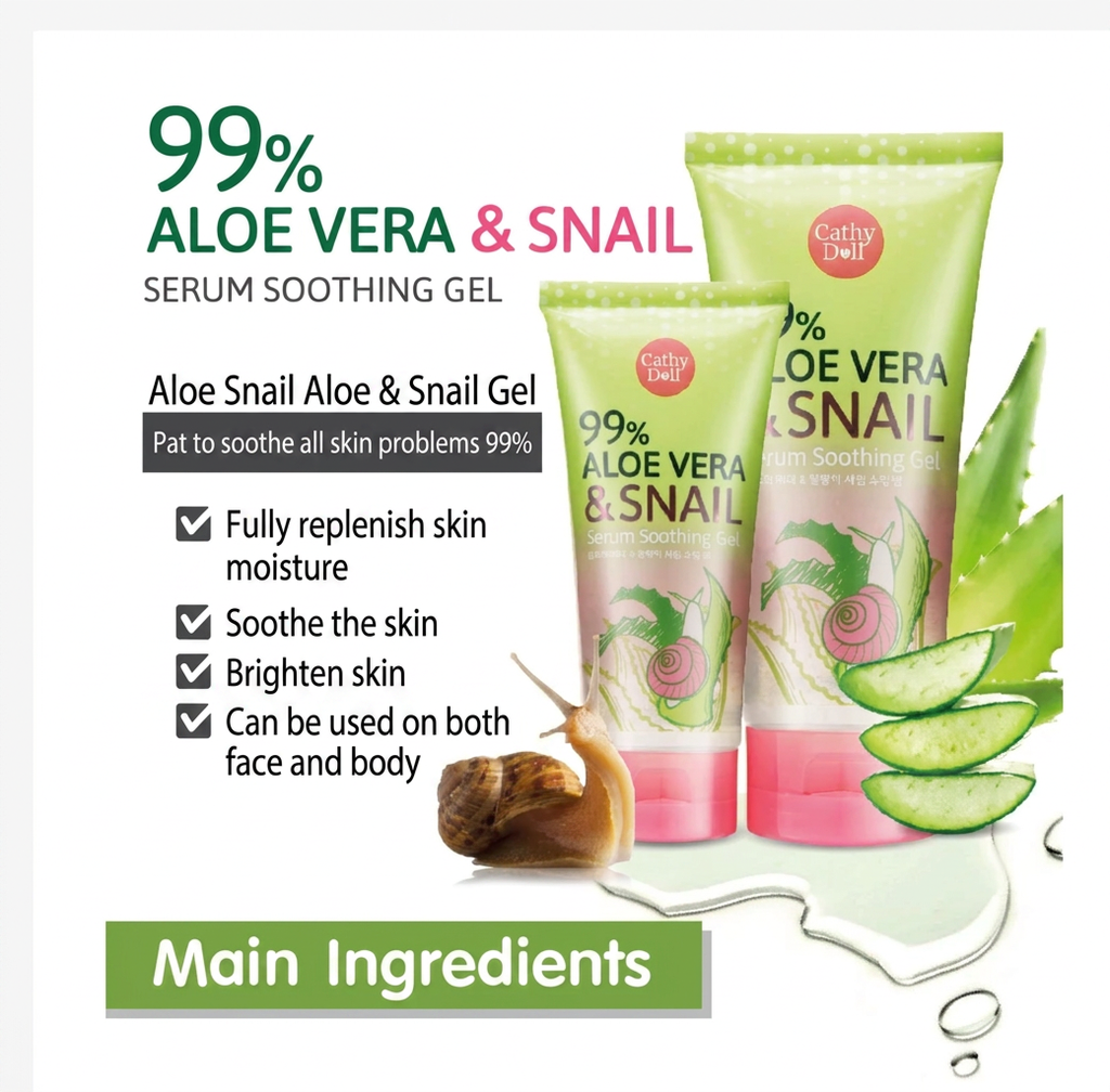 Cathy Doll 99% Aloe Vera & Snail Serum Soothing Gel – Face & Body