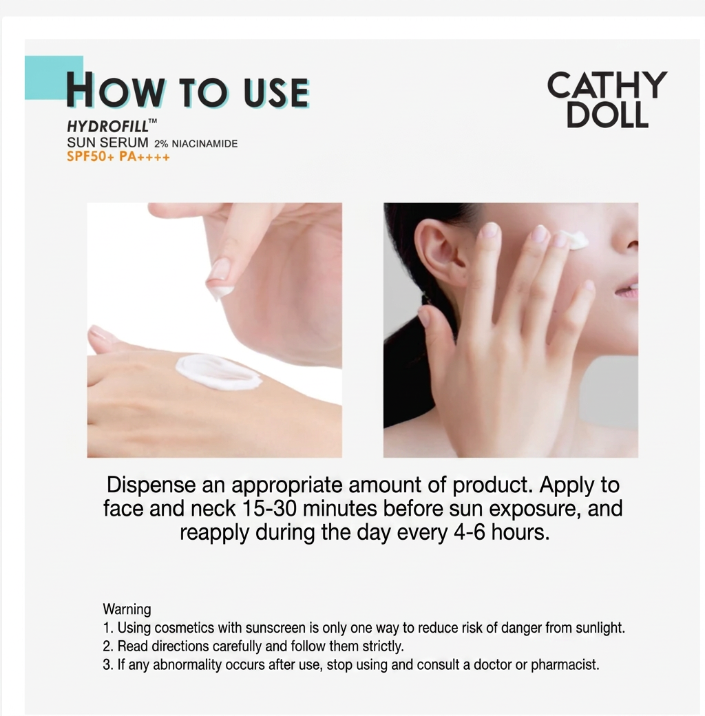 Cathy Doll Hydrophil Sun Serum SPF50+ PA++++ with 2% Niacinamide