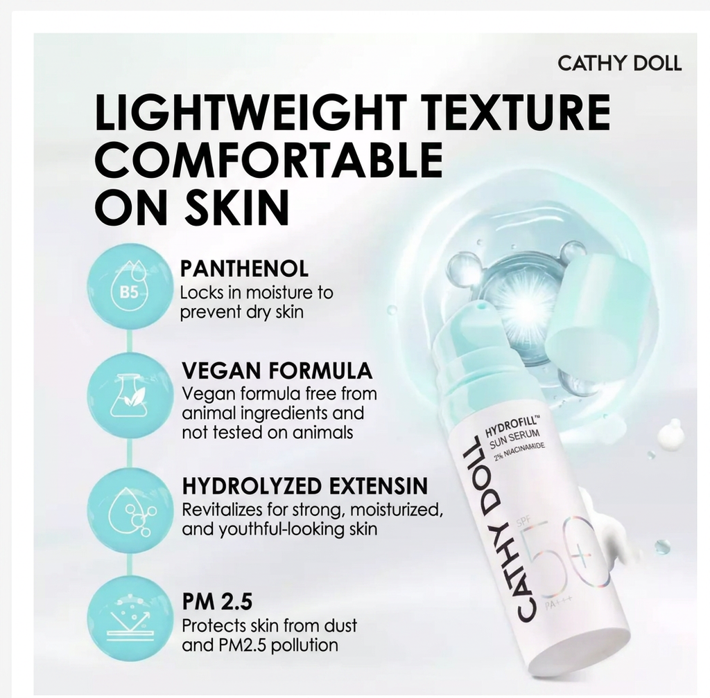 Cathy Doll Hydrophil Sun Serum SPF50+ PA++++ with 2% Niacinamide