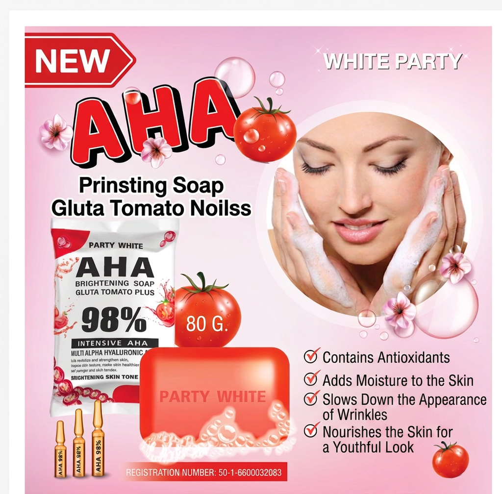 PARTY WHITE AHA Tomato & Gluta Body Soap 80g