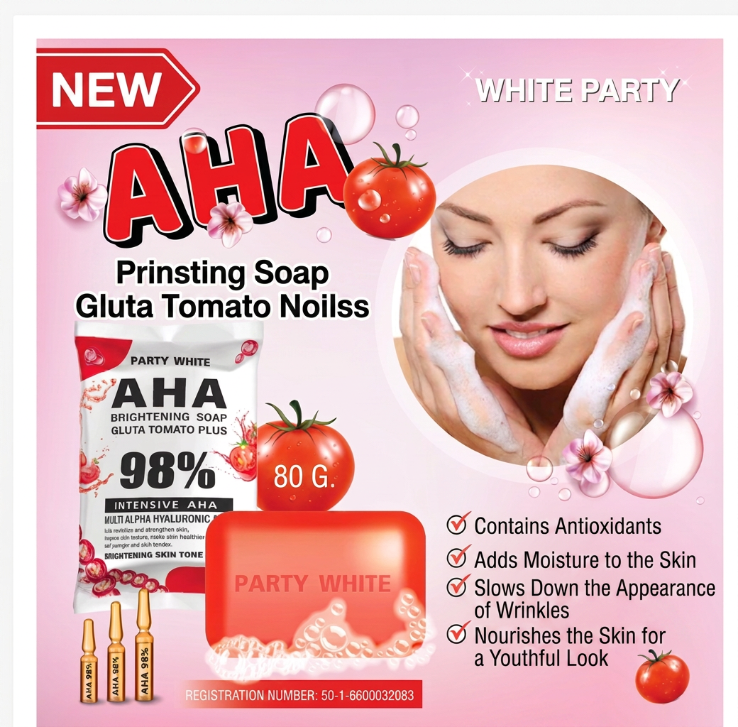 PARTY WHITE AHA Tomato & Gluta Body Soap 80g