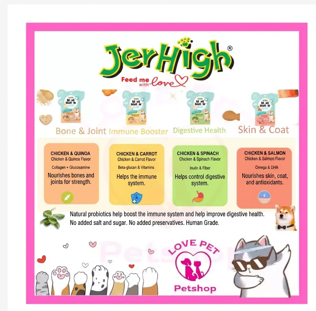 JerHigh Meat Mallow Bites Soft Dog Treats 30g – 4 Superfood Recipes