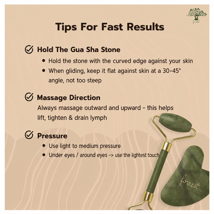 Forestal Natural Serpentine Gua Sha & Facial Roller Set – 2 Pieces