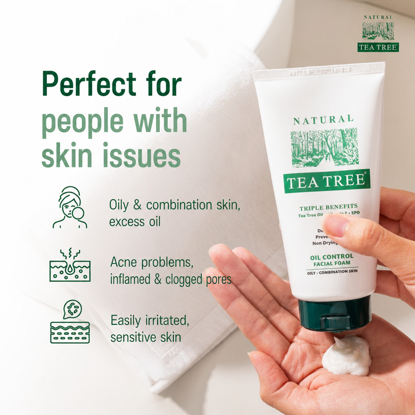 Natural Tea Tree Oil Control Facial Foam – 35g x 2