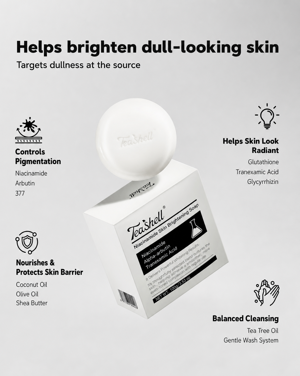 TeaShell Niacinamide Skin Brightening Soap – 100g
