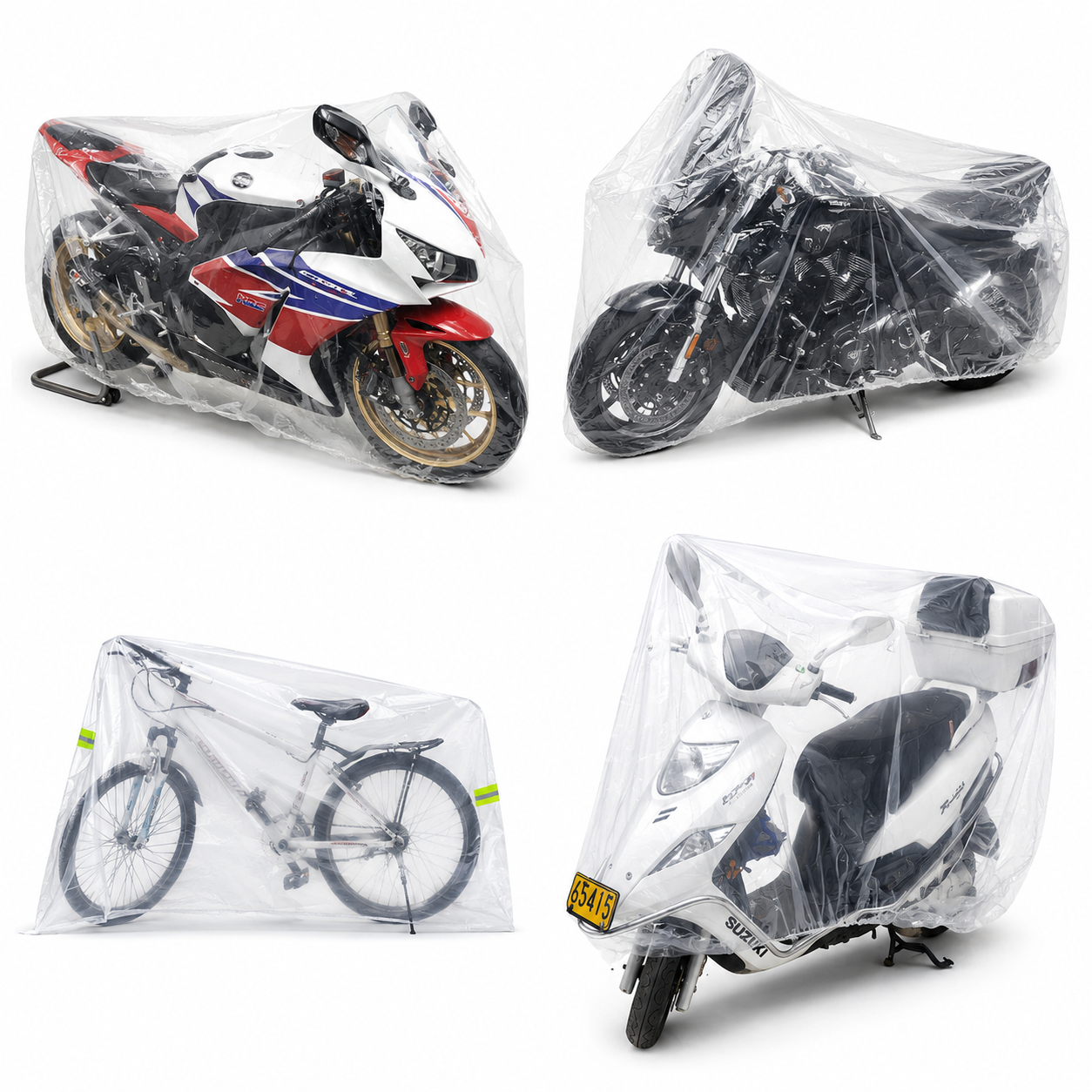 Waterproof Motorcycle & E-Bike Cover  Transparent 3 Pack