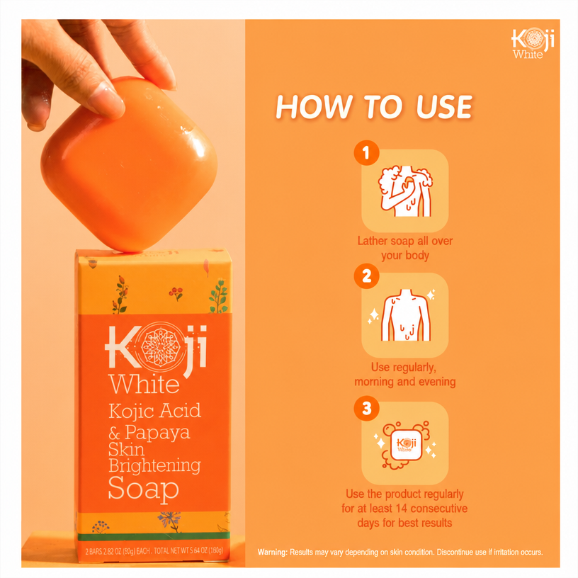 Koji White Kojic Acid & Papaya Brightening Soap – 2 x 80g