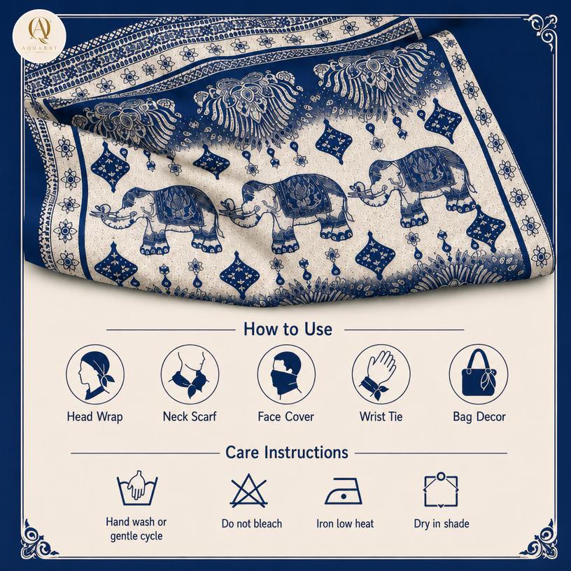 Thai Elephant Cotton Bandana & Scarf – 54 x 54 cm – Choose Your Pattern