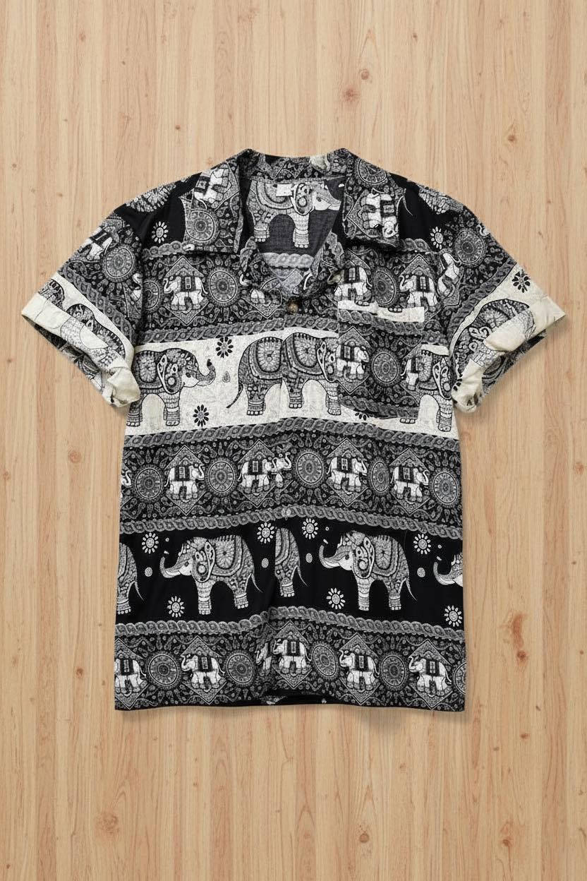 Thai Elephant Shirt for Men  Lightweight Summer Tropical Shirt