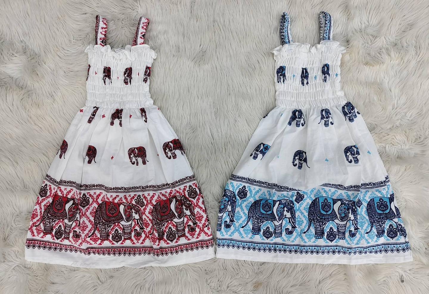 Thai Elephant Kids Dress Lightweight Cotton Summer Dress