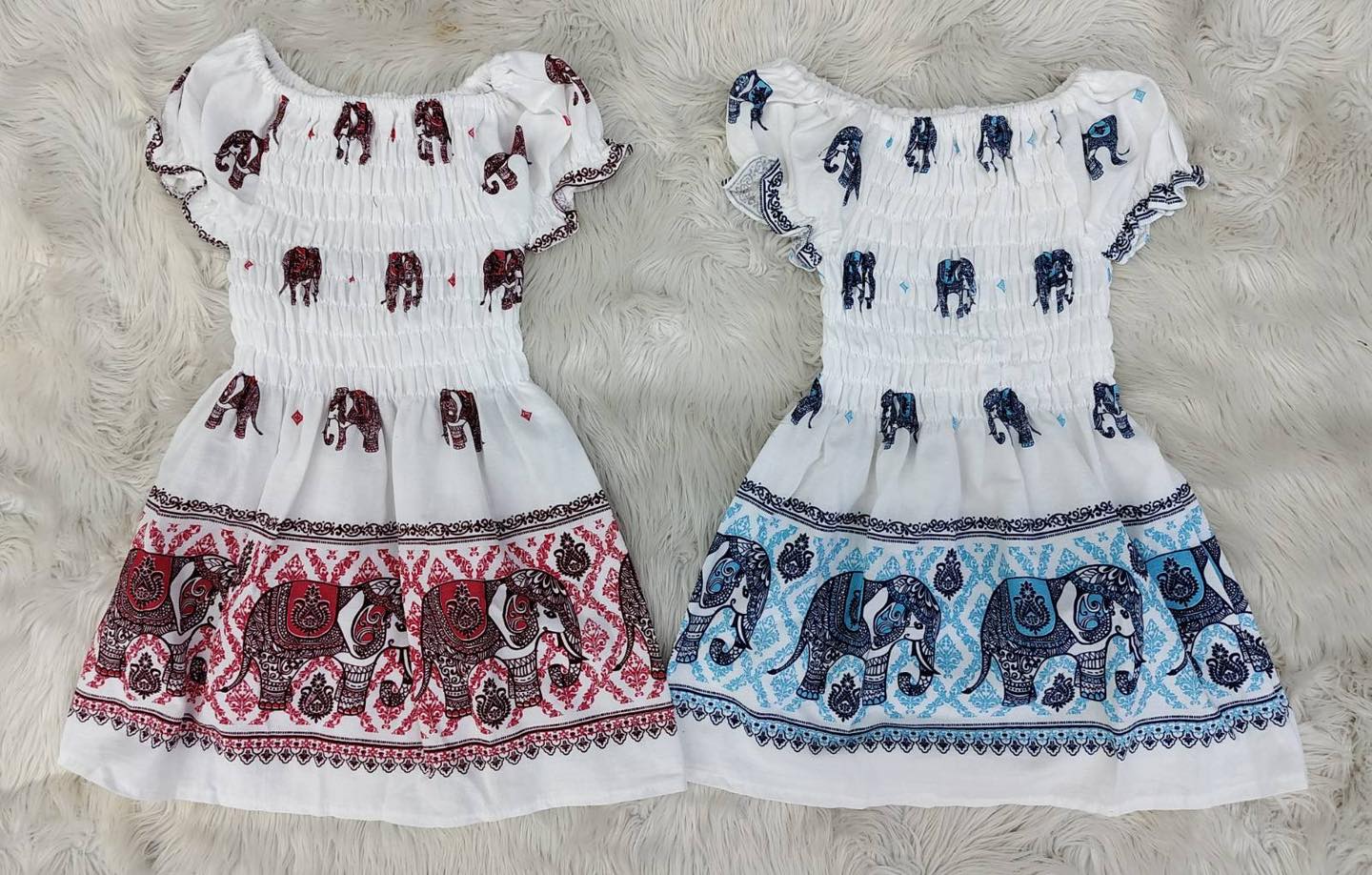 Thai Elephant Kids Dress Lightweight Cotton Summer Dress
