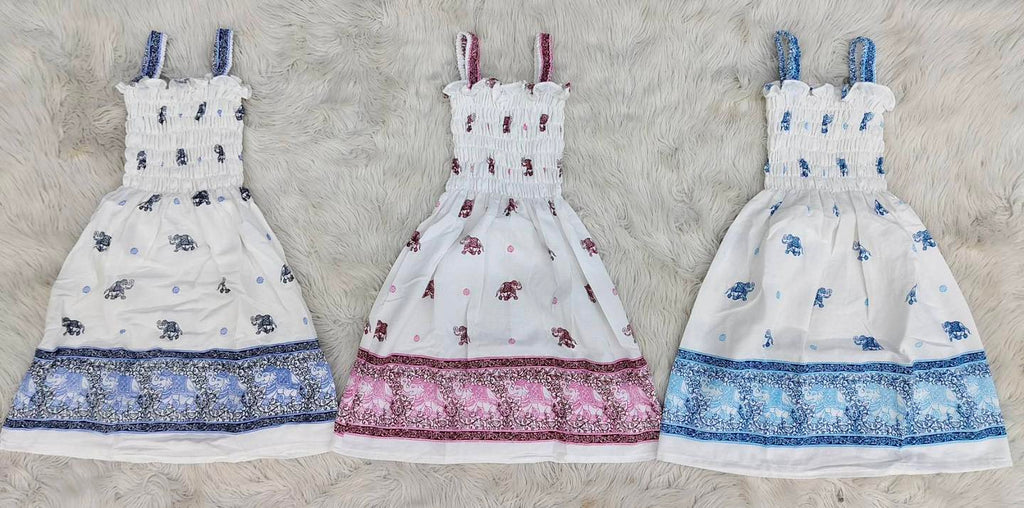Thai Elephant Kids Dress Lightweight Cotton Summer Dress