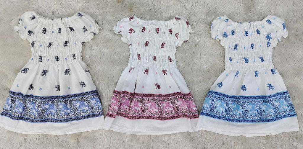 Thai Elephant Kids Dress Lightweight Cotton Summer Dress