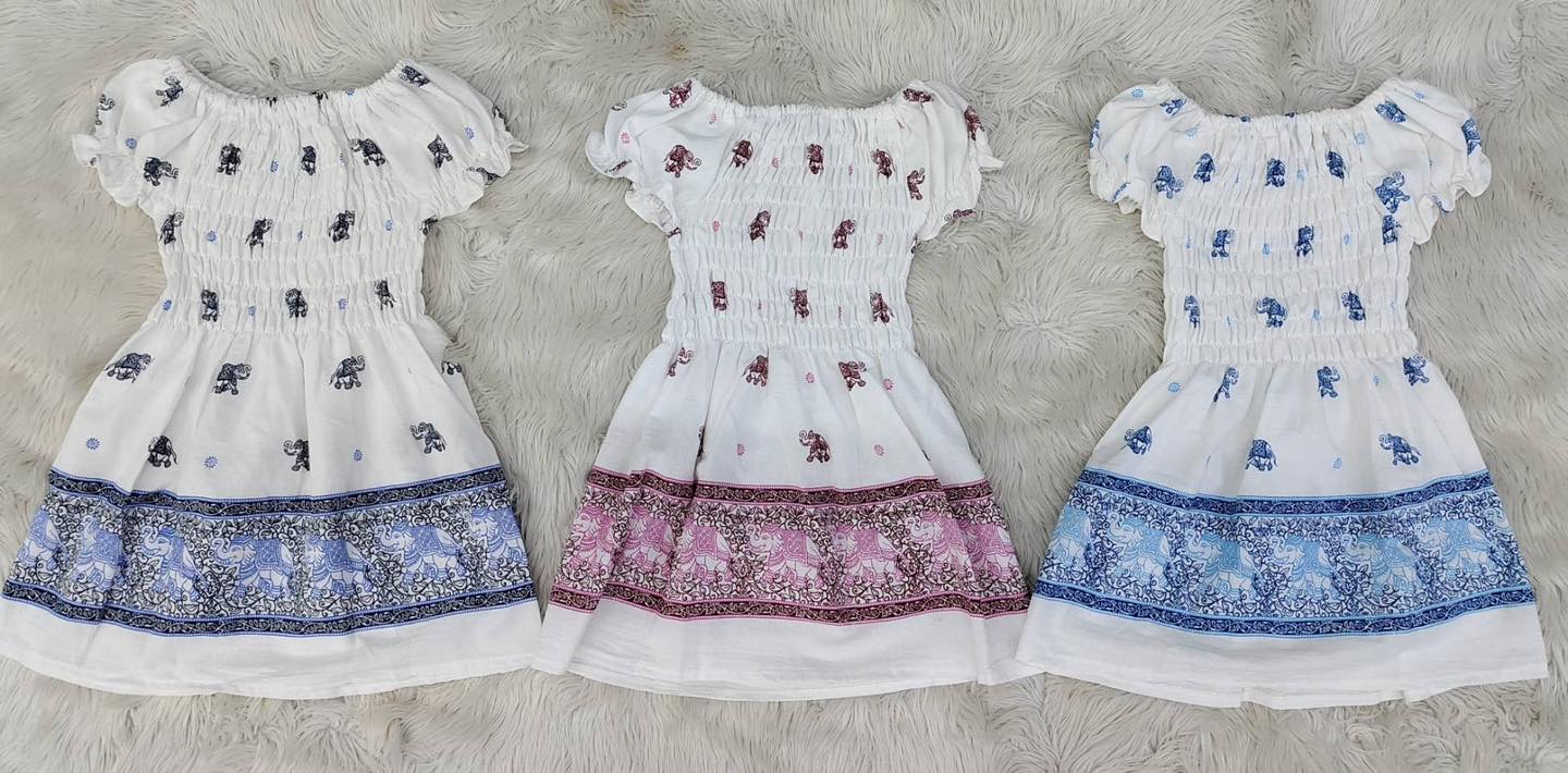 Thai Elephant Kids Dress Lightweight Cotton Summer Dress