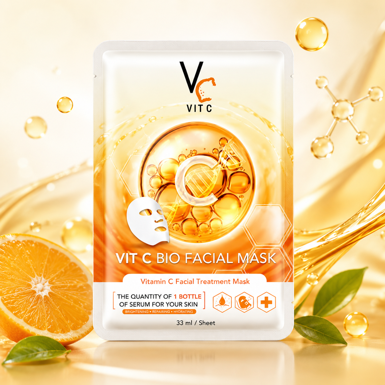 Vitamin C Sheet Face Mask Set Brightening & Hydration Care (6 Pack)