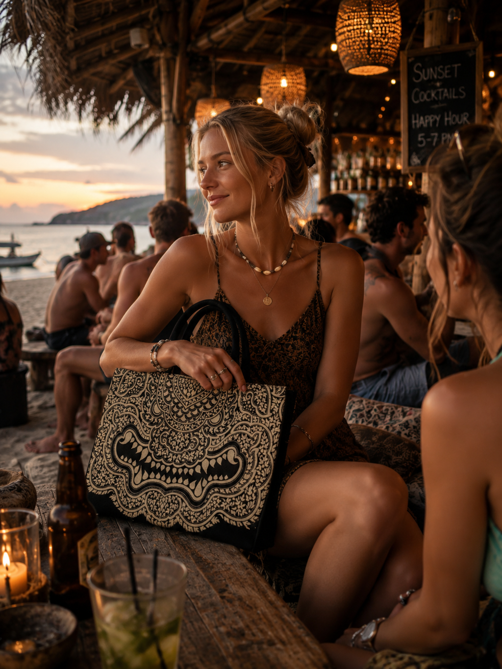 Singha Lion Golden Tote  Thai Power Canvas Crossbody Bag