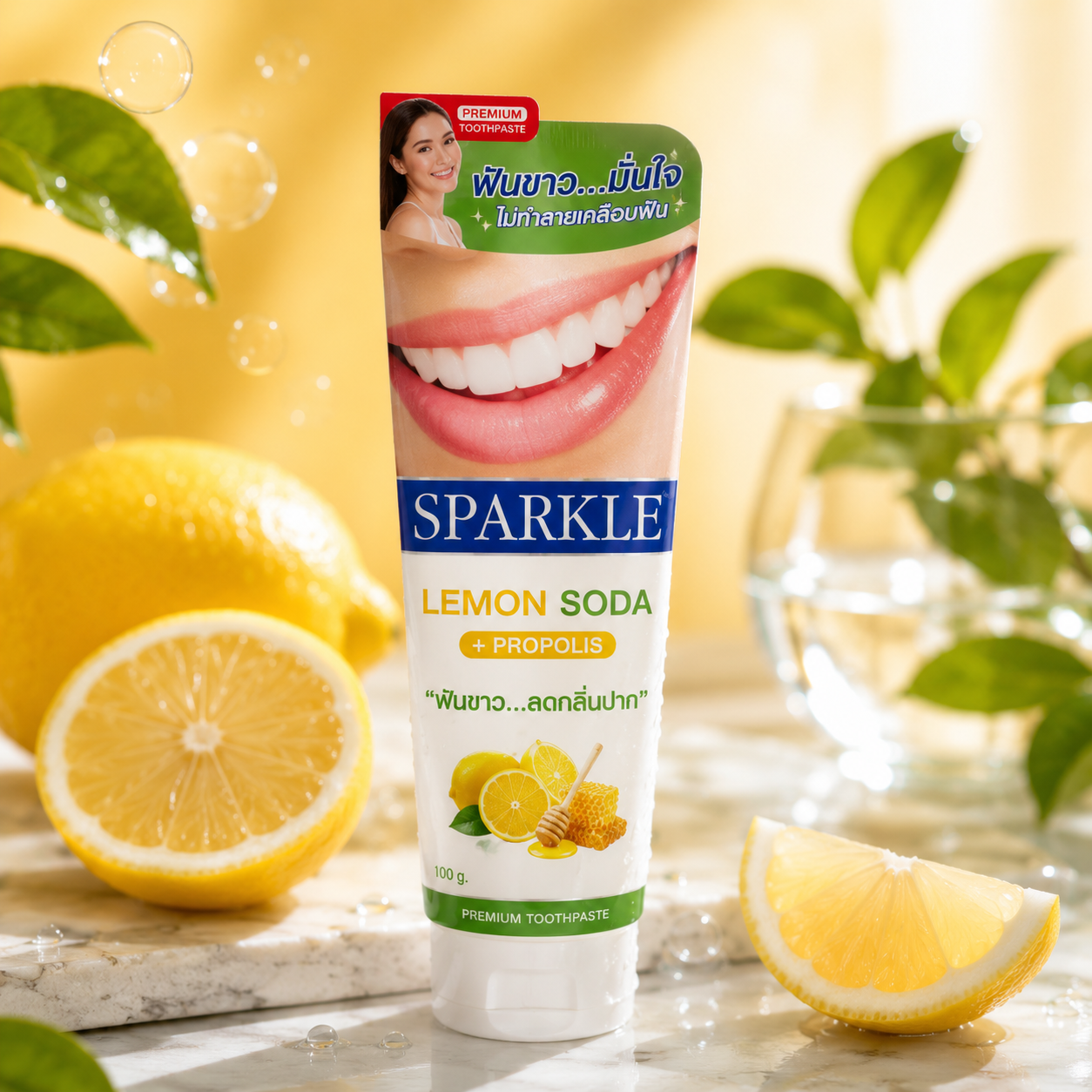 Whitening Toothpaste Lemon Soda Flavor Set 2 Pack Fresh & Gentle Care
