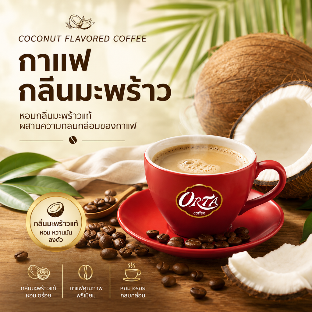 Coconut Coffee Instant Mix Arabica Coffee Sachets 8 Pack