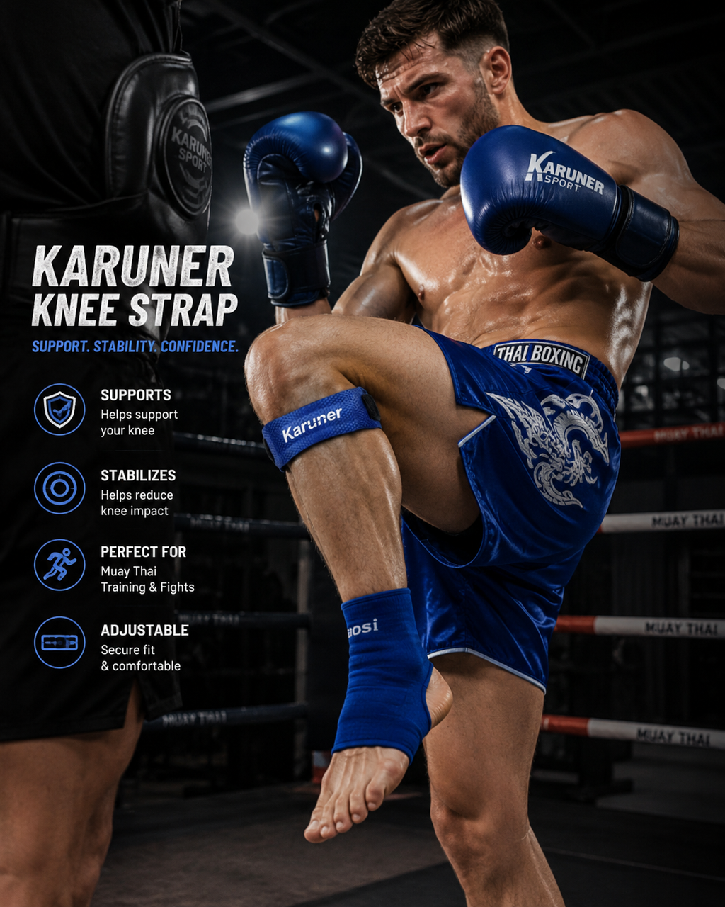 Karuner Sport Knee Support Strap with Silicone Pad