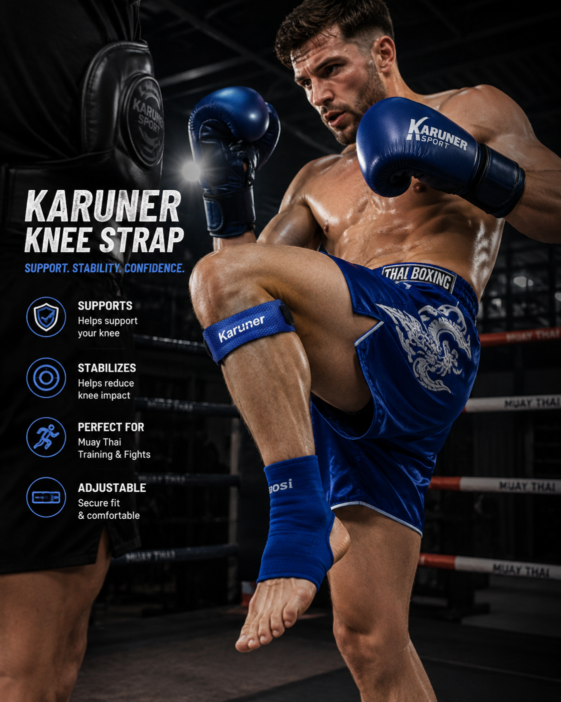 Karuner Sport Knee Support Strap with Silicone Pad